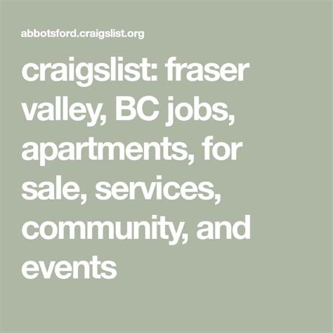 leolist abbotsford|craigslist: fraser valley jobs, apartments, for sale, services .